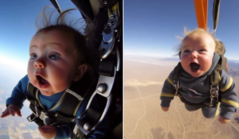 Des bébés parachutistes ? Ces images générées par l'intelligence artificielle